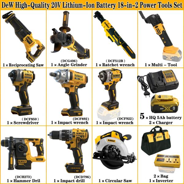 18 In 2 Dewalt 20V Set Rechargeable Dewalt Brushless Combo RoHS UL