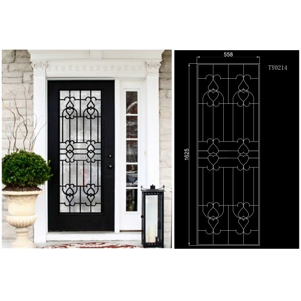 Высокополированное элегантное инкрустированное кованое стекло / декоративное стекло для дверей для постройки ручной ковки