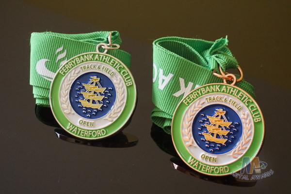 Sailboat Or Rowing Metal Award Medals Die Casting Processing With Soft Enamel Colors