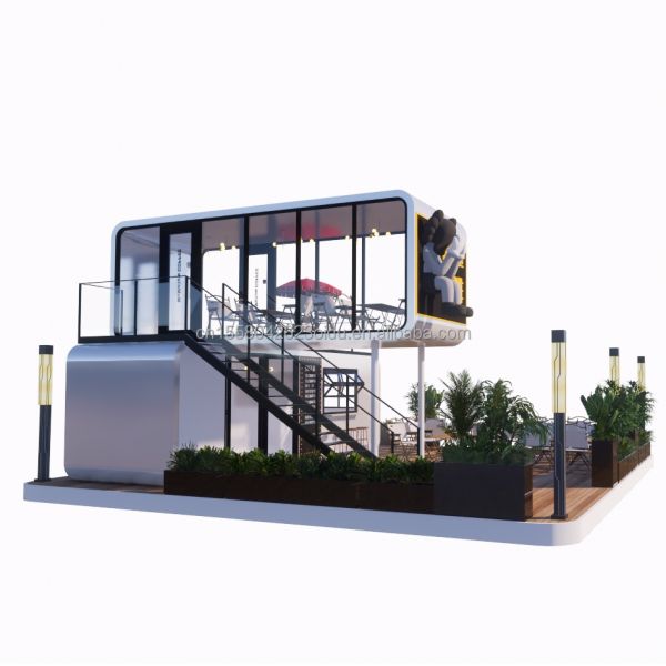 Cuadro de estructura de acero Soldado 20 pies Lujo casas prefabricadas portátiles con color personalizado para la comida tienda de café de la calle