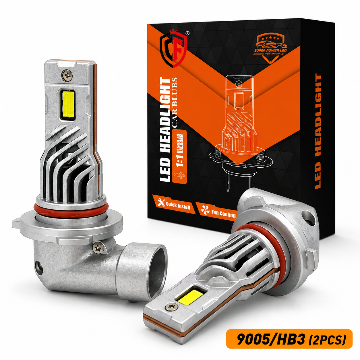 F35 Mini LED Headlight Bulb 16800LM Brightness with Built-in Cooling Fan and