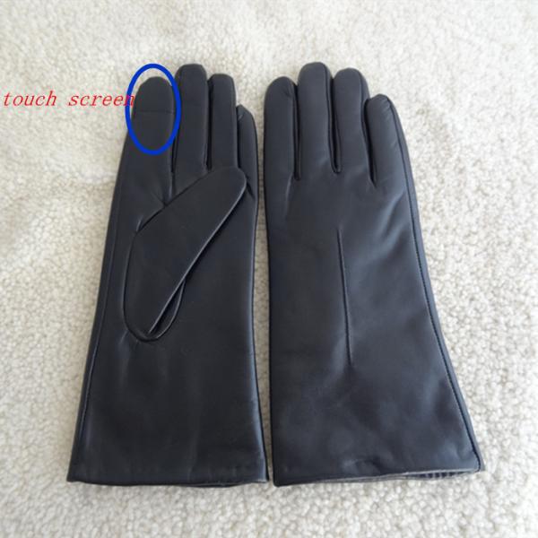 Ladies Hair Sheepskin Leather Touch Screen Nappa Gloves