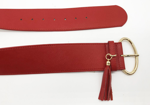 Поясы моды талии женщин красного цвета неподдельные кожаные высокие с овальной пряжкой 2-3/8 металла» широко