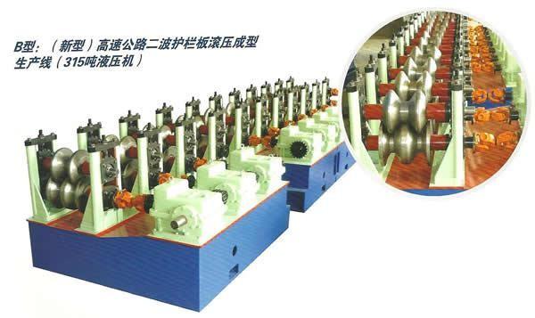 15M/min 25mm Galvanized Steel Guardrail Roll Forming Machine 380V 7.5Kw Hydraulic Color Customized