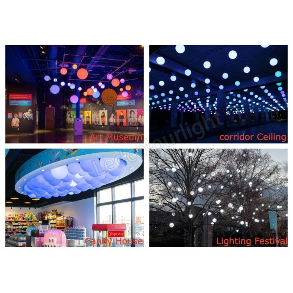 Art Museum 300mm Addressable DMX Hanging LED RGB Artnet Pixel Sphere Ball Lights
