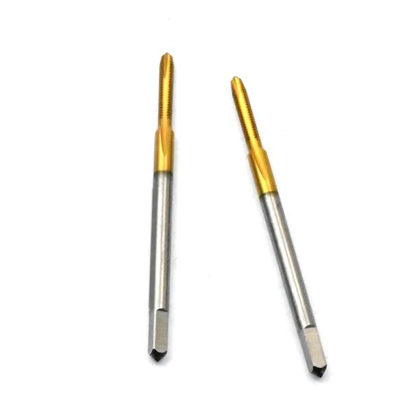 Tap for metric thread for through hole straight 2 flutes spiral web thining of chamfer M2x0.4