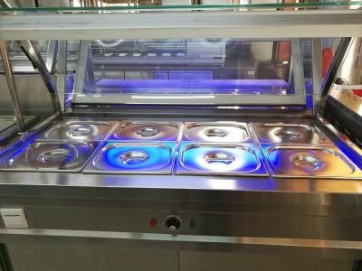 Stainless Steel Hot Food Serving Unit With Storage Cabinet and Top Shelf 1500*700*800+550mm