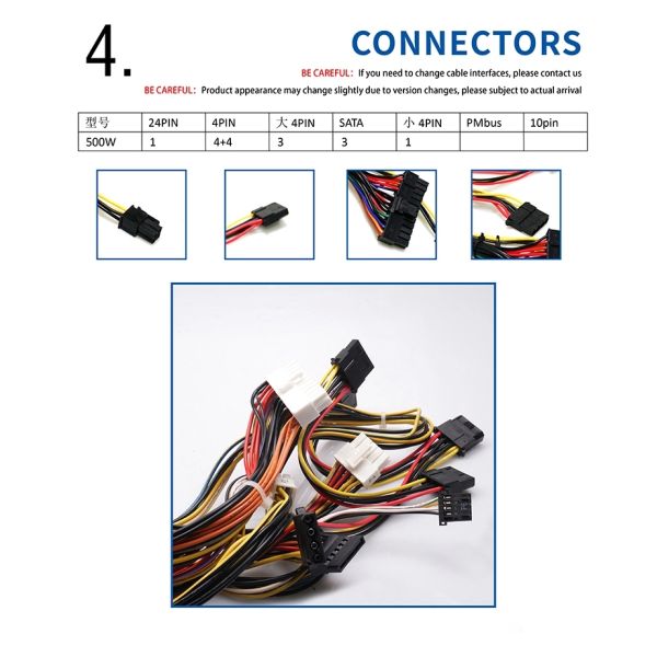 100-240V AC Input DC Output Switch PSU With Active PFC 1U 600W Power Supply For Servers