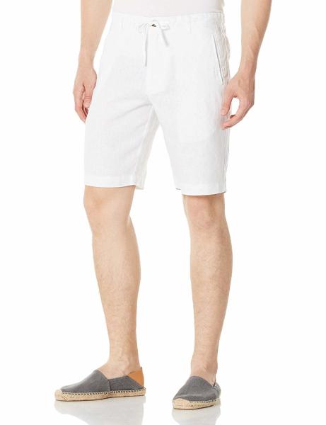 100% Linen Low Waist Straight Leg Mens Shorts Zipper Fly Customized