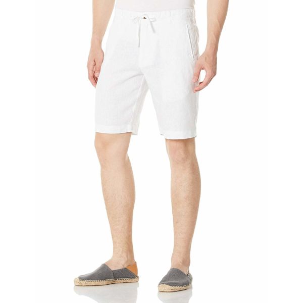 100% Linen Low Waist Straight Leg Mens Shorts Zipper Fly Customized