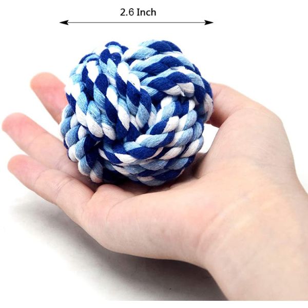 Bite Resistant Cotton Dog Rope Toy Ball Braided Cotton Chew Knot Ball For Dog Teeth Cleaning