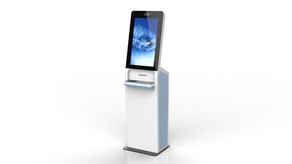 23.8-Inch Self-Service Airport Kiosk with Boarding Pass Printer, ID Card Reader, and QR Code Scanner