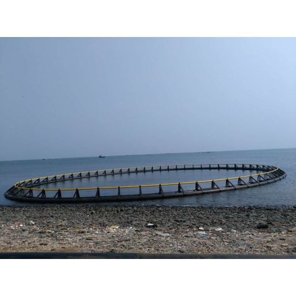 Black and Yellow Round Fish Cage for Tilapia Farming in Deepsea Diameter 10m 60m