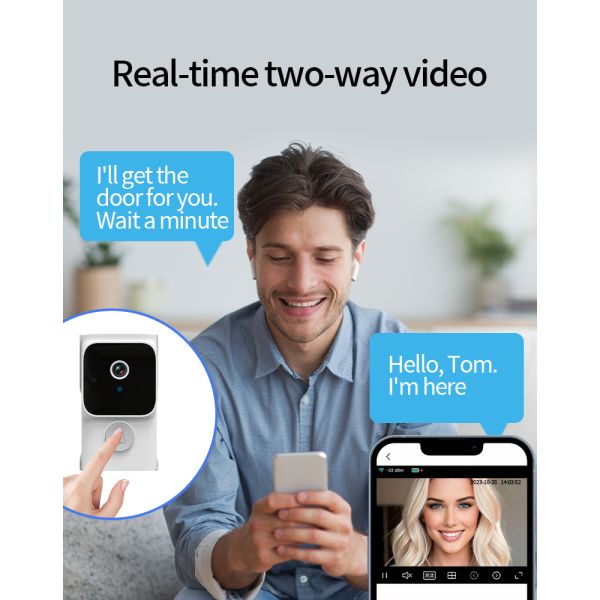 HD Infrared Night Vision Smart Home Security Package Tuya Visual Doorbell Camera 800mAh Battery