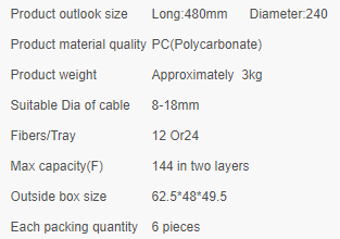 FTTH 3 In 3 Out Dome Type Fiber Optic Joint Enclosure With 144cores Capacity