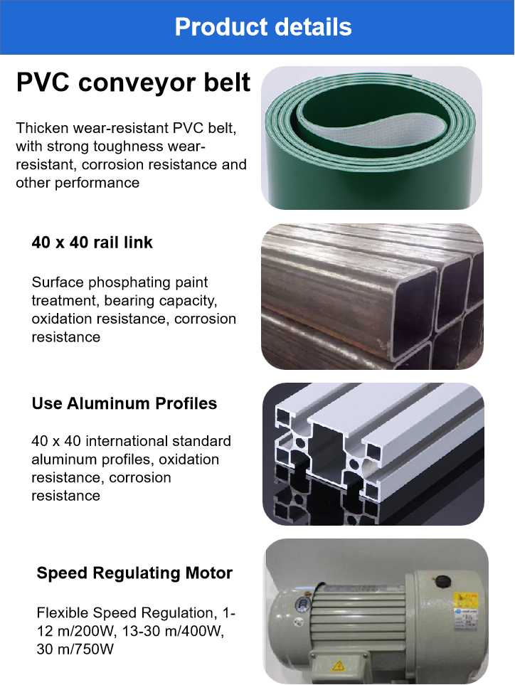 Máquina de transporte de cinturón de 2 metros PU Cinturón de transporte de caucho SMT Línea de montaje de PVC