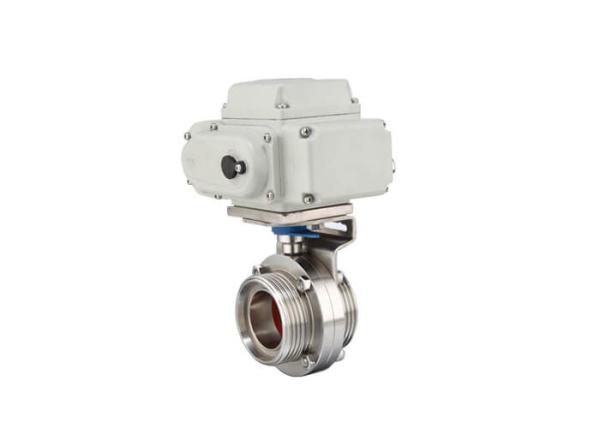 SS304 SS316L Sanitary Control Valves DIN SMS ISO Threaded Electric Actuated Butterfly Valve