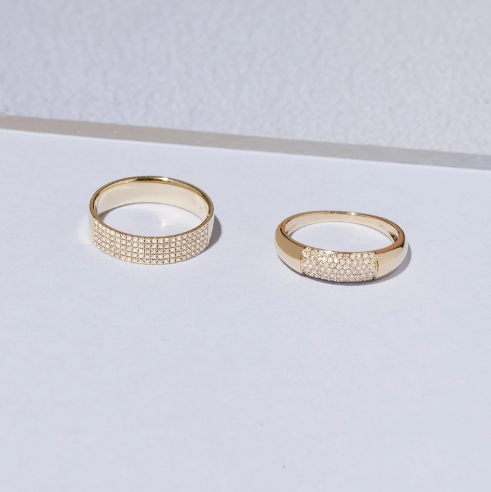 Micron Pave CZ 18K Gold Plated Gemstone Rings Cigar 925 Sterling Silver