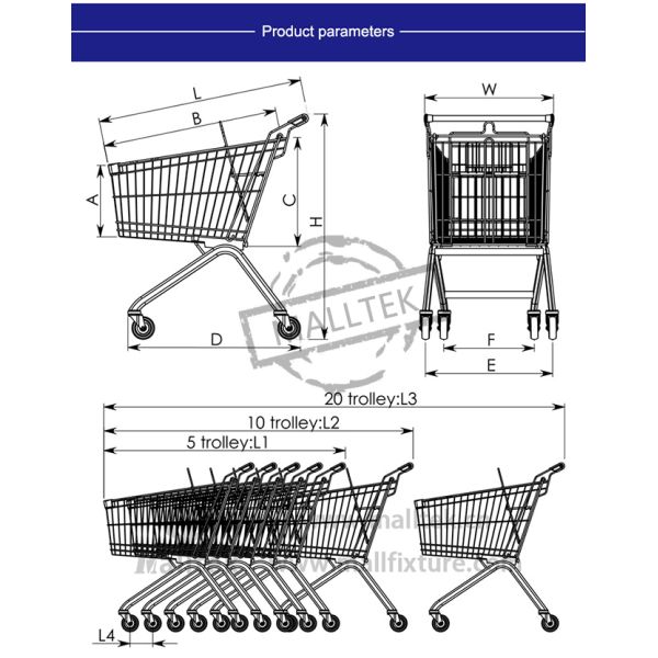 Европейский стиль супермаркетов Торговая тележка для розничных продуктовых магазинов