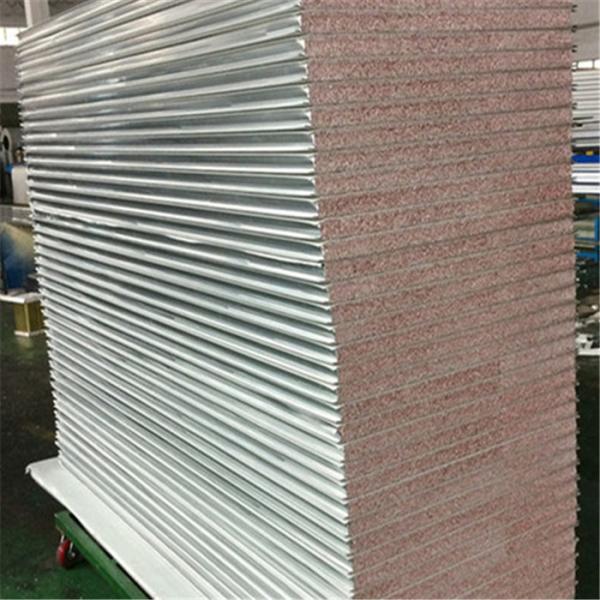 zinc aluminum double steel sheet 50mm TPS sandwich panel with grey white color