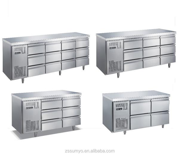 Commercial sous-sol en acier inoxydable 4 tiroirs réfrigérateur