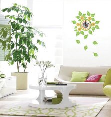 Leaves Acrylic Decorative Designer Wall Sticker Clocks 10D051 