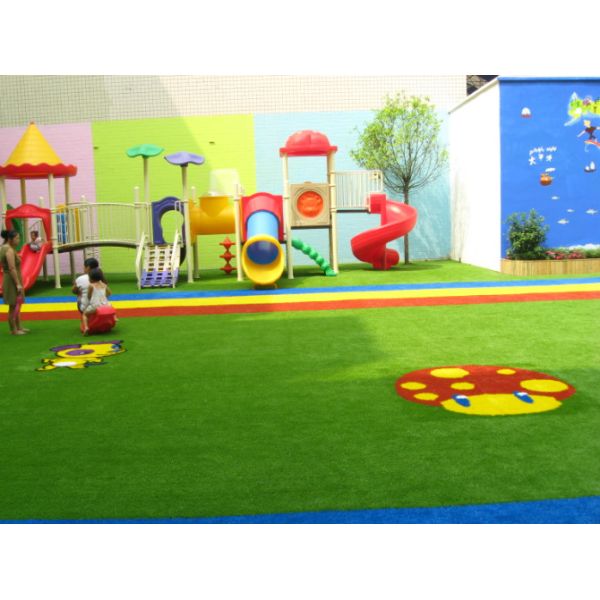 Blue Artificial Grass Carpet For Kindergarten 9000D