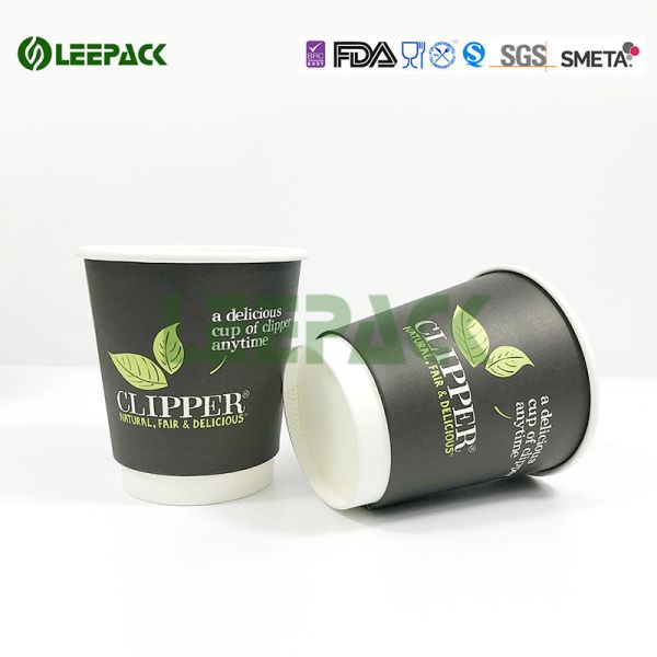 8oz 10oz Double Wall Paper Cups For Coffee Can Customized Logo /Pattern wholesale