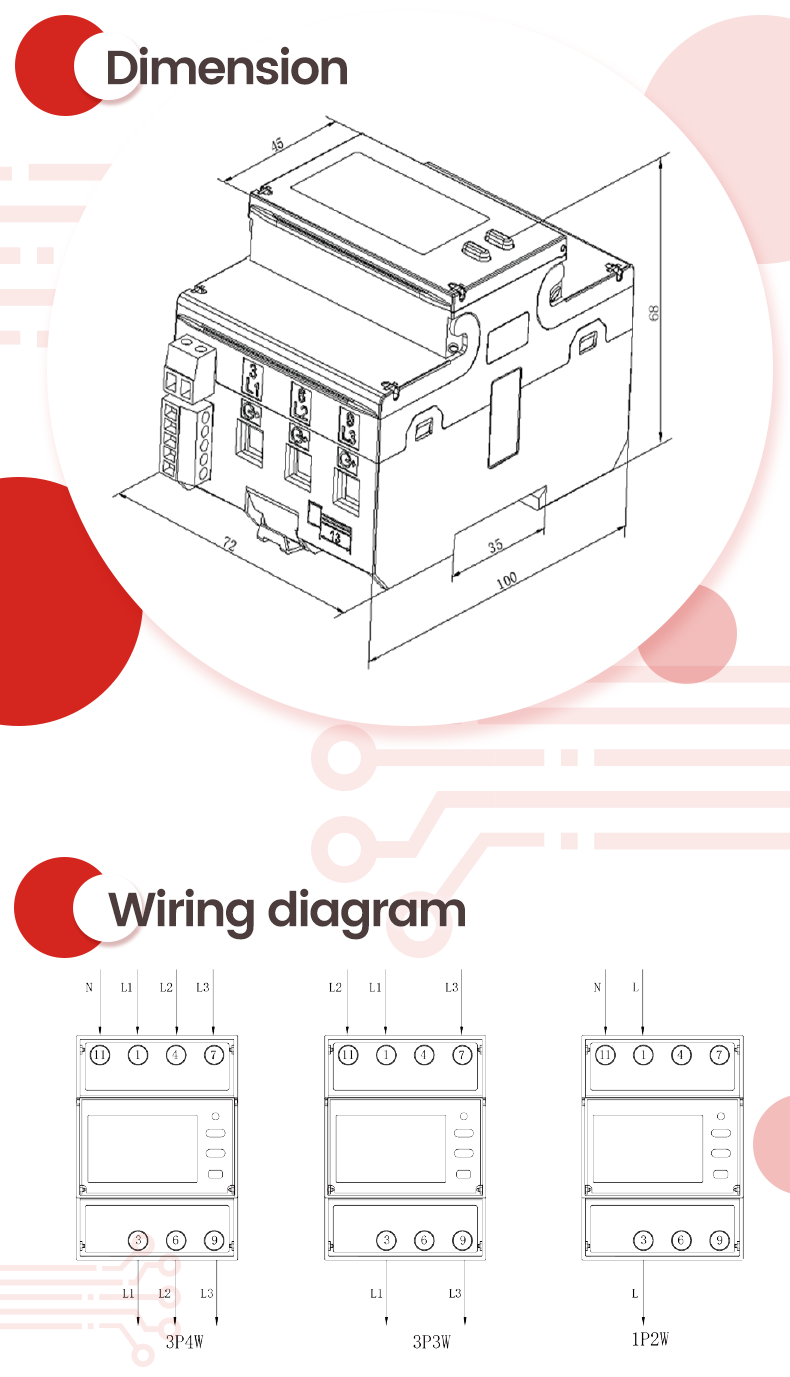EM4372 3-фазный анализатор мощности энергометр ~ Modbus ~ MID одобрен