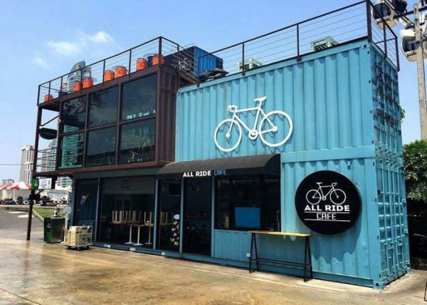 Blue Color Commercial Metal Building Kits Flexible Assembly For Coffee Shop / Cafe