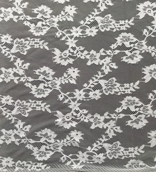 White Eco - Friendly Dyeing Nylon Lace Fabric Light Net Mesh Small Flower Lady Dress