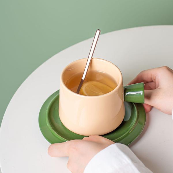 300 ml de taça e prato de cor sólida, em estilo nórdico, para ocasiões de negócios.
