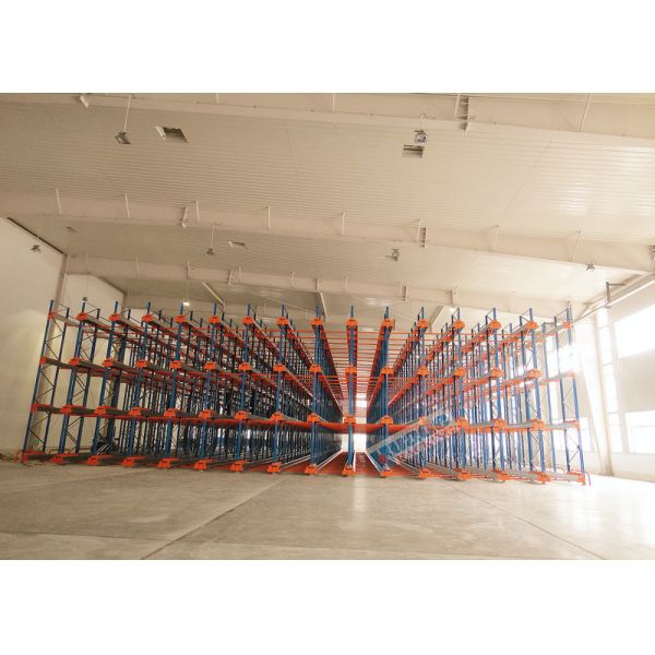 1000 Depth Shuttle Metal Pallet Racks Remote Controlled For Frozen Meat / Beverage Storage