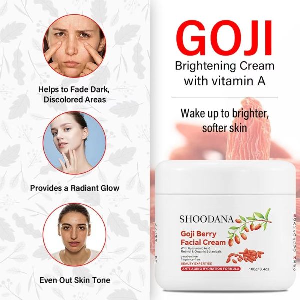 Le Goji Berry est une crème faciale anti-rides pour le visage, hydratante pour les adultes, pour la peau féminine, collagène de beurre de karité.