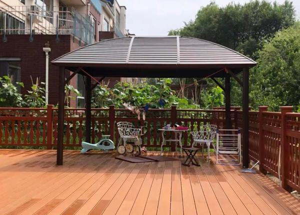 Gazebo externo de 2 níveis de telhado duro de alumínio galvanizado de 12 x 12 m para quintal