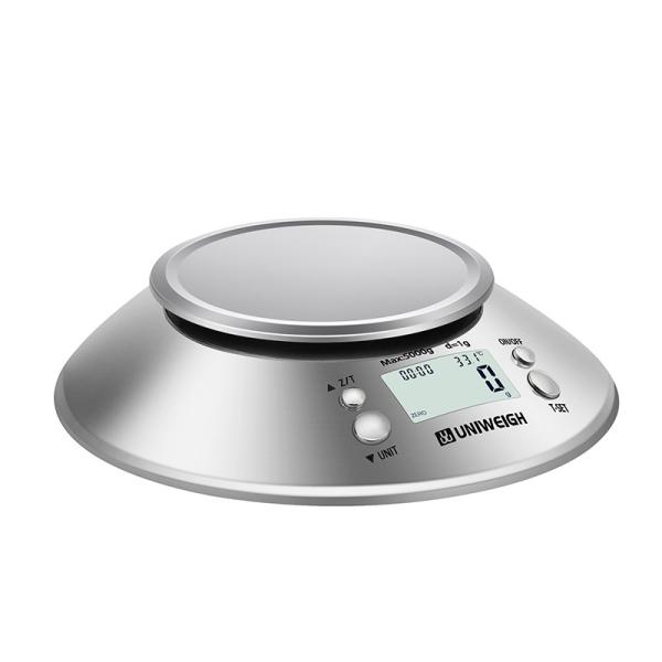 Balance de cuisine numérique 5 kg/11 lb, multifonction avec minuterie, écran LCD et alimentation par piles, pour une pesée précise en cuisine, étanche