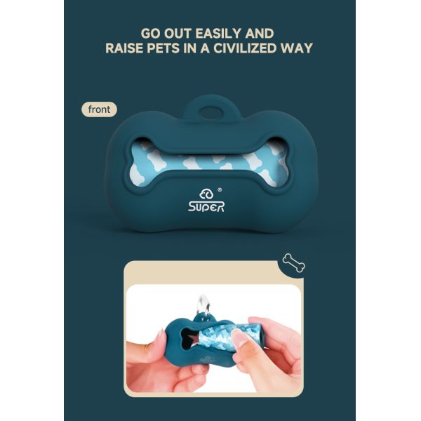 Sustainable Silicone Dog Poop Bag Holder Dark Green Silicone Poop Bag Dispenser