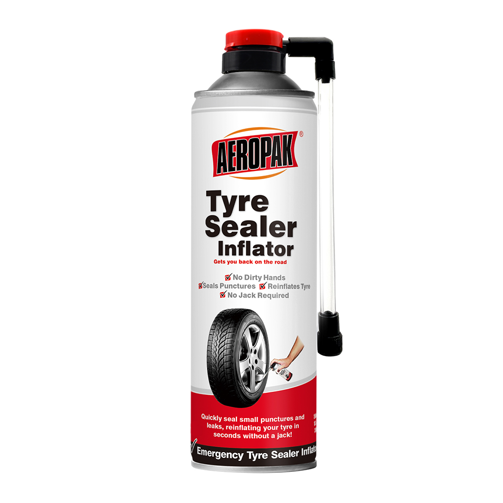 Aeropak 500ml White Tinplate Aerosol No-Jack Auto Tire Emergency Repair Puncture Seal OEM Factory Tire Sealant Inflator 3-Year