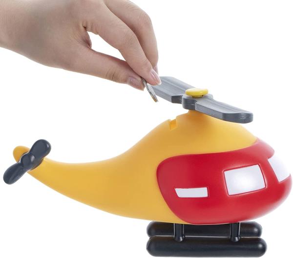 Mealheiro material da moeda da cor vermelha do ABS do helicóptero para o jogo das crianças
