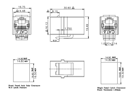 Unshielded RJ45 Cable Coupler Single Port Adaptor Without Transformer