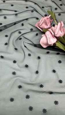 Flocked Mesh Lace With Embroidered Sheer Elegance With Subtle Design