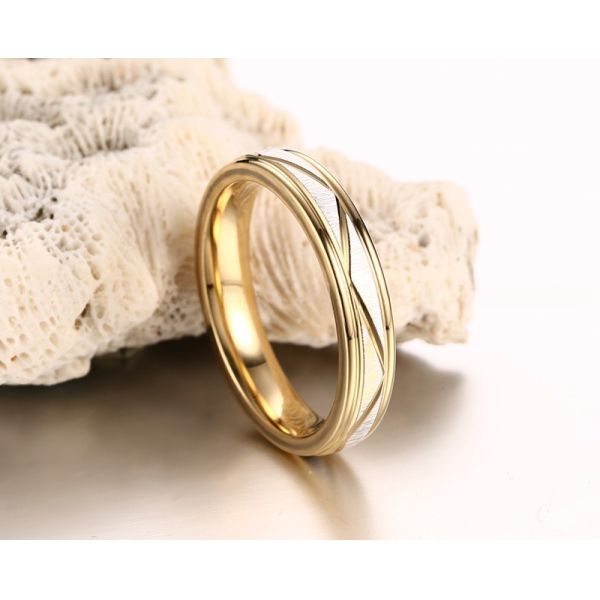 Wedding Stainless Steel Gold Couples Promise Rings 6mm Men And 4mm Women Third Party Appraisal