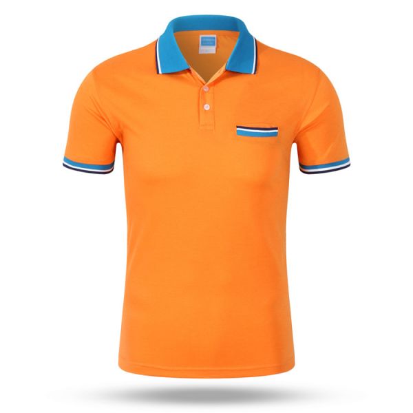 Cotton T Shirts Embroidered Printed Logo Cotton Men's  Contrast Business Uniform Polo T Shirt