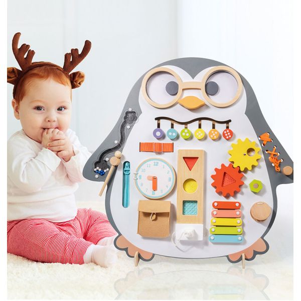 Penguin Busy Board Vertical Double-Sided Painting Puzzle Toy for Kids Learning Function