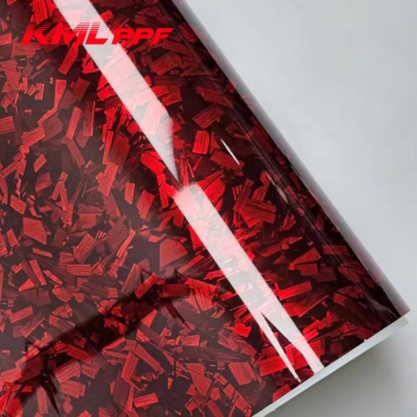 PET FORGED CARBON FIBER RED GLOSSY WRAPPING VINYL FILM
