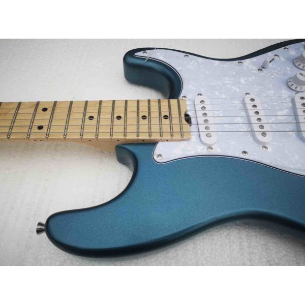 Metal blue color solid body white pickguard maple fretboard Elite electric guitar