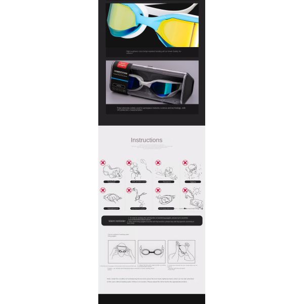 Electroplated Colorful Unisex Anti Fog Swimming Glasses Swimming Race Goggles