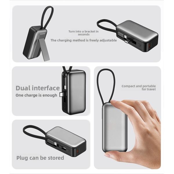 Mini Portable Pocket Power Bank 5000mAh 22.5W with Li Polymer Battery USB / Stand