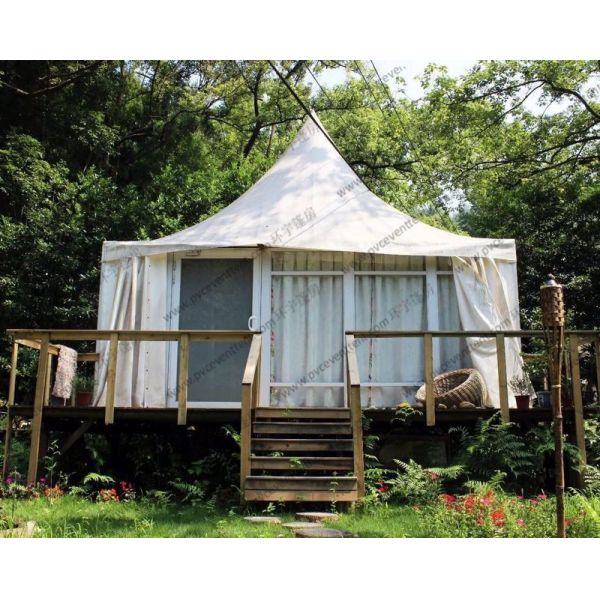 White Waterproof Small Canopy Tent 6 x 6m Aluminum Frame With Luxury Lining Decoration