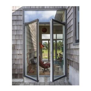 70mm Width Aluminum Double Glass Casement Doors With Waterproof And Soundproof